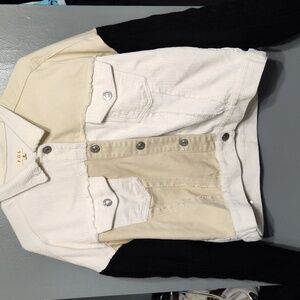 Pol patchwork Denim Jacket and corduroy With Sweater Sleeve  size small